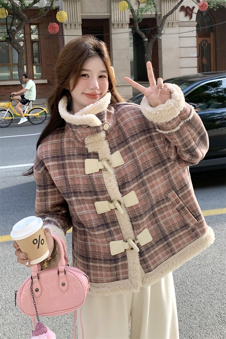 现货2025年冬季新款好看羊羔毛加厚外套203-8807-P185-K278,女装羊羔毛/颗粒绒,浪娴服饰