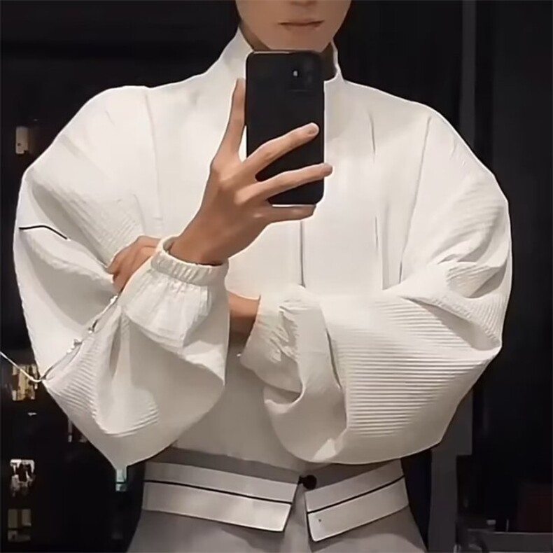 676-P38潮ins立领半拉链卫衣男ins小众设计感金属拉链宽松套头,男装T恤,电商B323A
