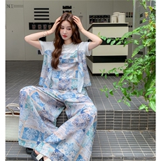 【新款现货】设计感假两件上衣+阔腿裤套装2C213-2501-P155-K228，女装套装/套裙，2C213