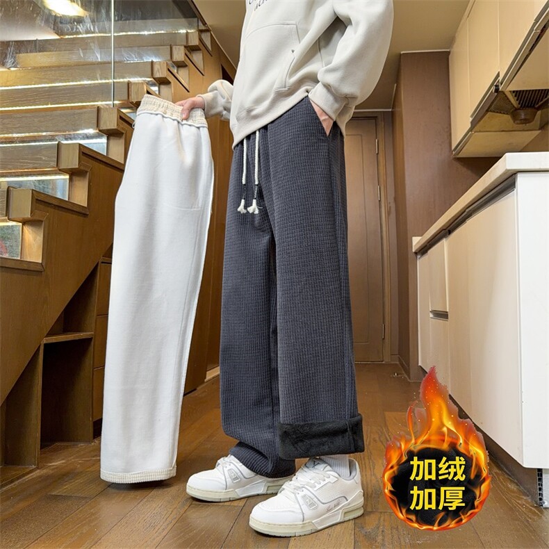 冬季雪呢尔直筒裤子宽松保暖休闲裤*CK25100*P38加绒45控78,男装棉衣,星座511-1
