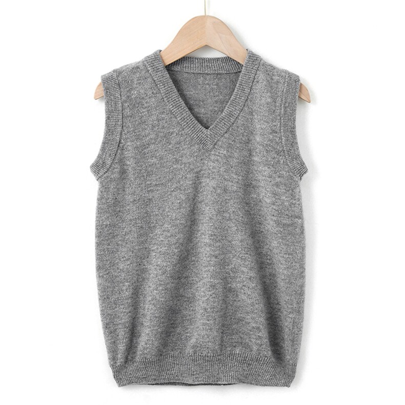 儿童男女同款秋冬季简约舒适百搭净面羊毛马甲，童装马甲，牧皓研