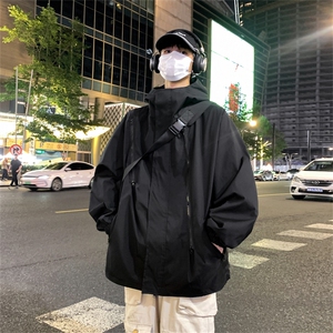 秋装新款现货港风防水多拉链冲锋衣男潮流夹克个性外套A113-2 P53图片
