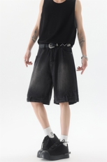 8XL-M特大码牛仔裤短裤男美式倒装五分裤子宽松直筒DK1527P45，男装休闲裤，电商D206-1