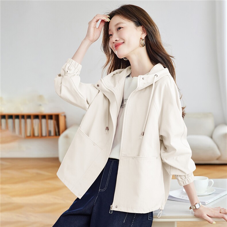 时尚减龄少女粉色短款外套女2025秋新款宽松百搭连帽休闲夹克上衣,商品下架区,慕咨