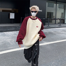 撞色拼接毛衣男士保暖百搭字母刺绣圆领针织衫MY09213-P48，男装针织衫/毛衣，星座308B-2