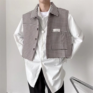青春流行标准毛织背心慵懒V领潮背心JB08P30图片