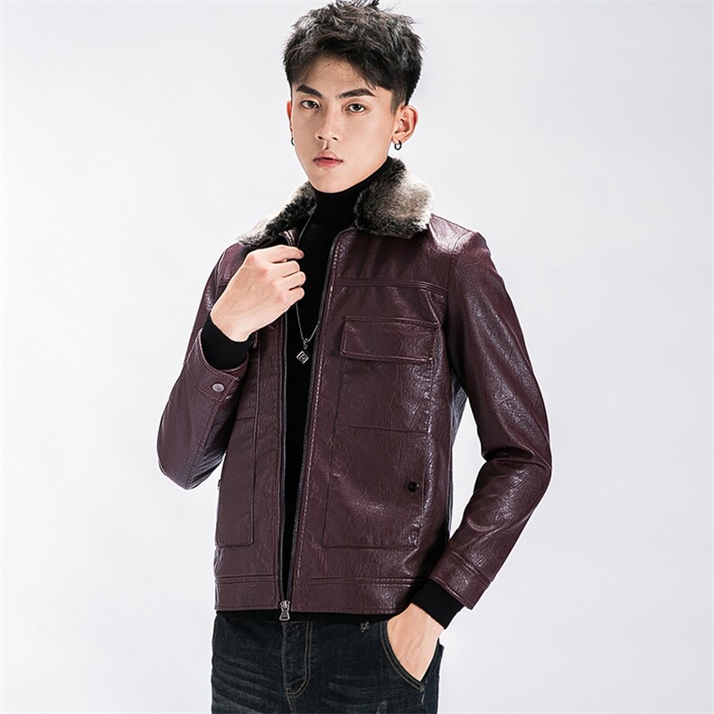 PY98皮毛一体羊羔毛男外套网红快手同款加绒机车服,男装皮衣,电商D310（原电商305）