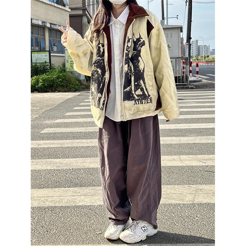 美式复古做旧废土风工装外套男款春秋宽松翻领棉服夹克JK612,男装夹克,星座1116A（原606A-3）