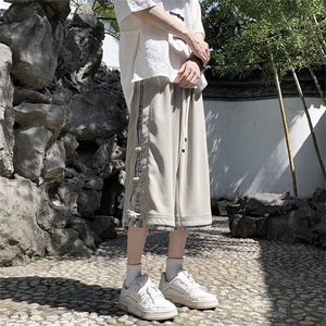 夏季新款潮牌针织休闲短裤男风宽松七分中裤908特P45控78图片