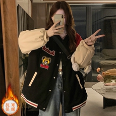 小熊棒球服秋冬2025年新款学生宽松韩版上衣加厚外套C457-P95，女装短外套，星座911-2(原星座613-2）