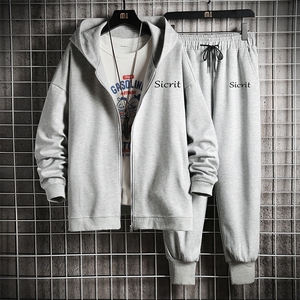 TK6098-P85 开衫连帽卫衣套装男运动套装两件套 网格挂拍图片