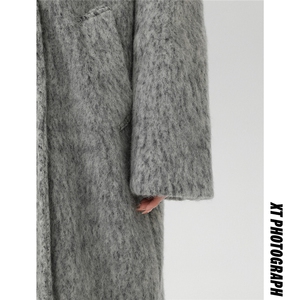 中性风长毛马海毛财阀灰西装大衣加厚羊毛大衣YM77717P210控298图片