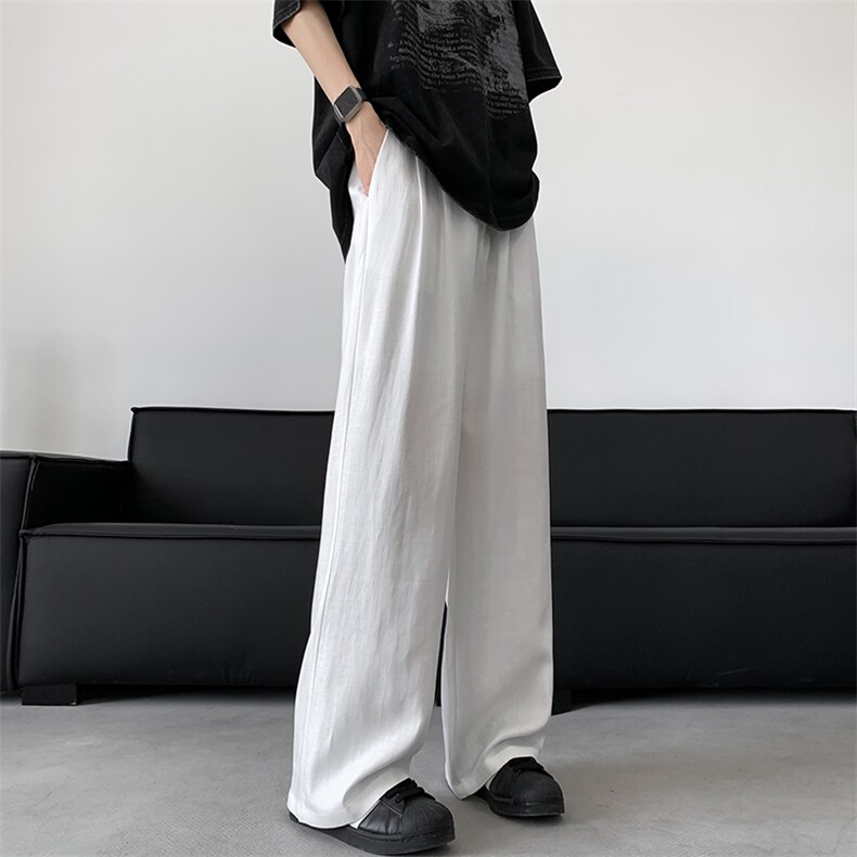 8XL-M特大码亚麻阔腿裤男夏棉麻西装裤垂感冰丝裤K981P68,男装西裤,电商D206-1
