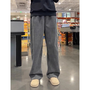 秋冬新款休闲裤男女宽松直筒裤阔腿裤重磅卫裤弯刀裤LZY4033-P50图片