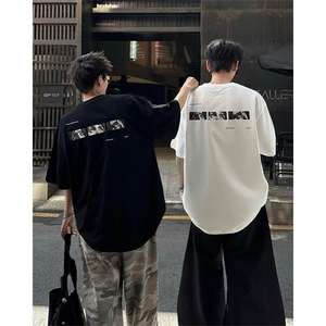 潮牌短袖T恤印花设计感T恤美式复古夏季新款打底短袖T恤半袖 P38图片