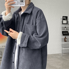 8XL-M加绒灯芯绒衬衫大码复古秋冬翻领上衣外套CS9001/P58加绒68，男装衬衫，电商B238