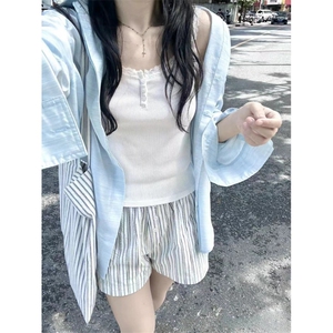TC611-P45新款温柔风小众长袖轻薄防晒衬衫女夏韩版宽松上衣图片