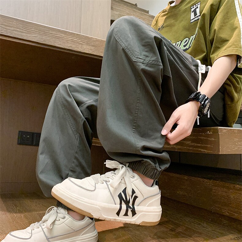 2025春夏款港风纯棉宽松休闲百搭束脚工装裤休闲裤K24119-P55，男装工装外套，星座717