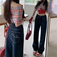 春秋款高腰牛仔裤女韩版大码宽松显瘦直筒裤弹力修身女装长裤，男装牛仔裤，星座1210-1