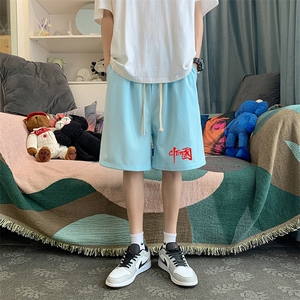 HD74276-P22 华夫格短裤男大码宽松五分裤男直筒中裤图片