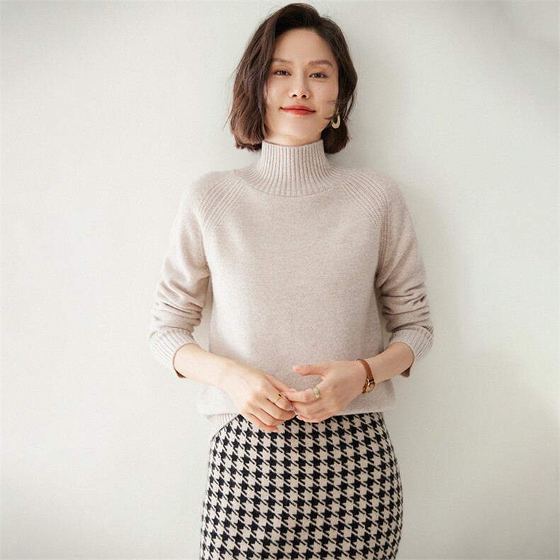时尚半高领女士羊绒衫保暖显瘦优雅气质高品质35%羊绒材质,女装羊绒衫,迎冬羊绒