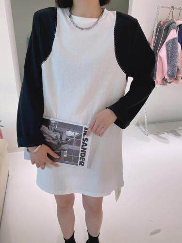 【现货】秋季新款 特色明线拼接连衣裙,女装连衣裙,二分之一