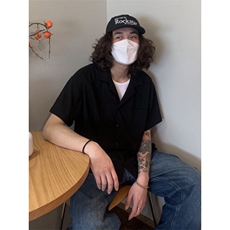 日系复古小细纹坑条薄款短袖衬衫男纯色百搭情侣衬衣潮CS505，男装T恤，星座208-5