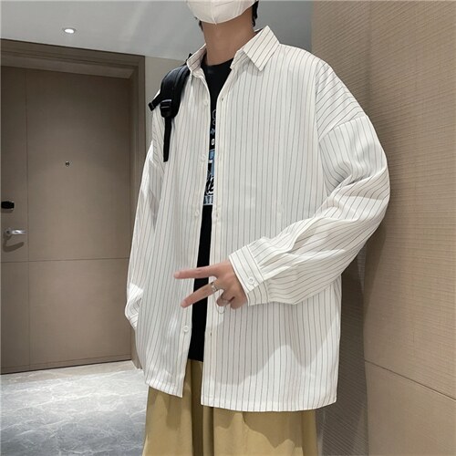 长袖衬衫男港风日系宽松外套C19P30图片