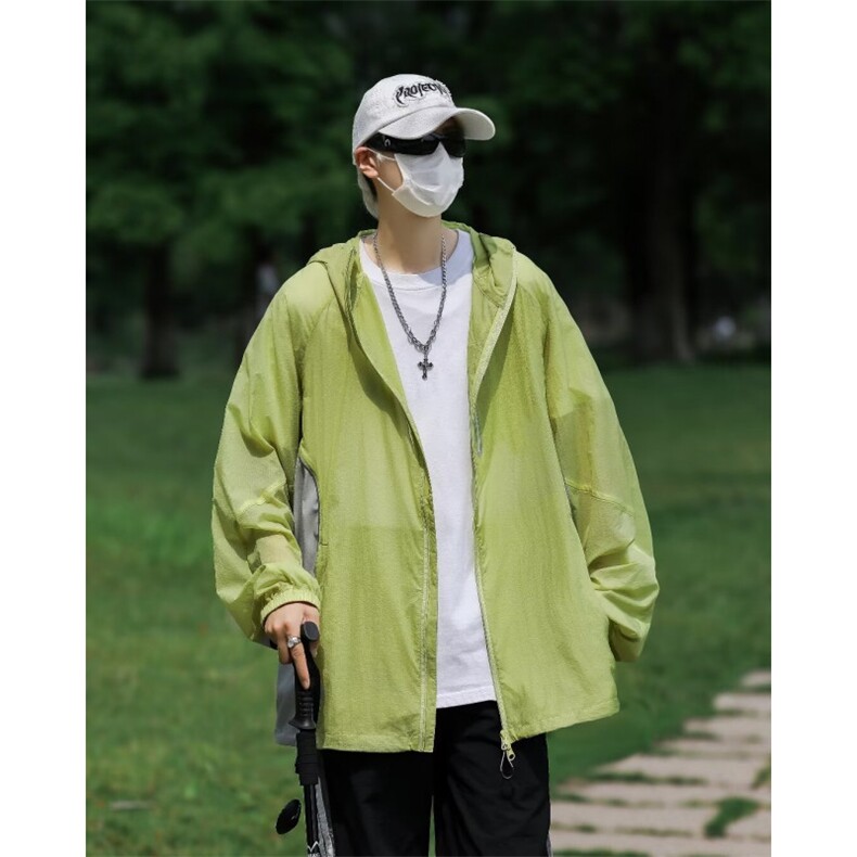 2024夏季户外轻薄防晒服拼接连帽薄款防晒衣F23-P50,男装防晒衣,星座313A-2