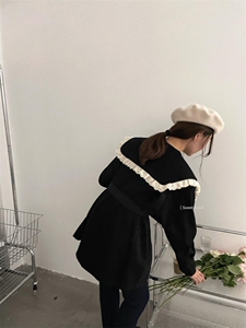 秋冬新品 娃娃领大版系腰带衬衣图片