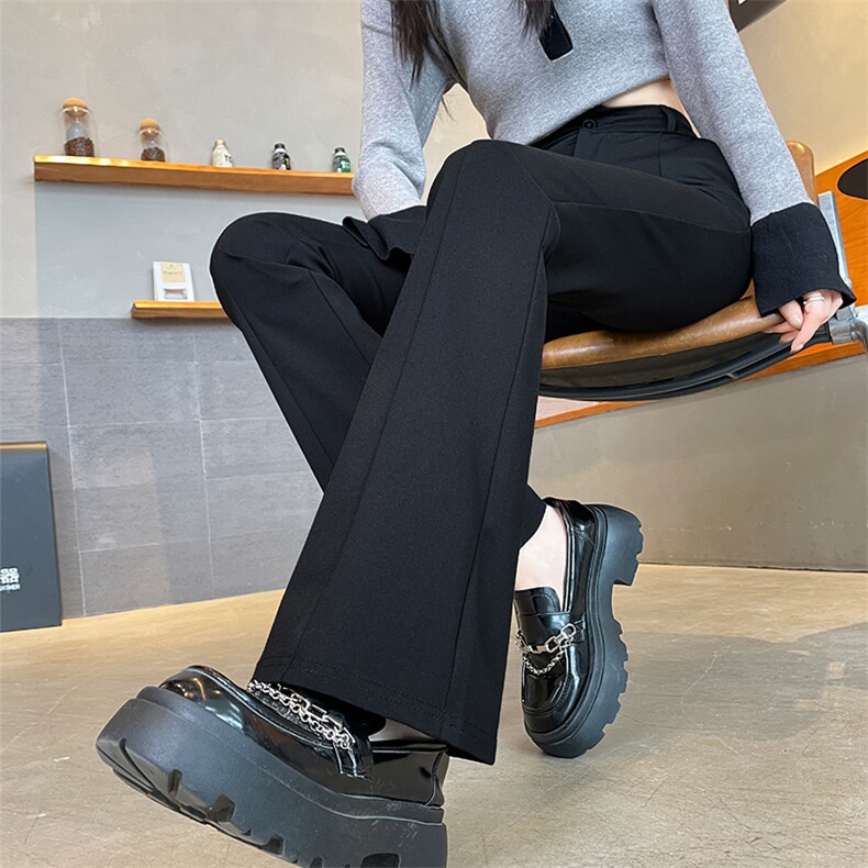 黑色西装喇叭裤女秋冬2025新款高腰垂感显瘦修身休闲微喇裤,女装休闲裤,云美莎专业女裤-全店现货