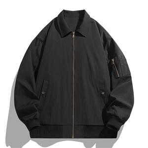 新款春秋美式宽松痞帅翻领飞行夹克复古百搭工装外套男士6185-P50图片
