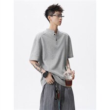 网图-高街痞帅夏季POLO衫正肩拼接男装短袖T恤大码上衣S430-特28，男装T恤，电商A233-1