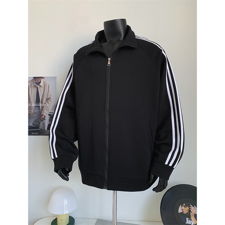 WY5019/P65春装新款高品质不起球织带设计开衫卫衣男潮宽松外套图片