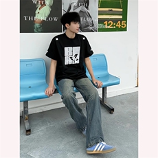 网图现货美式宽松复古刺绣高街短袖男1158/特p30，男装T恤，星座205-3