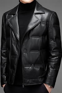 DLSN22070羽绒皮衣男头层绵羊皮白鸭绒羽绒服皮风衣P1300