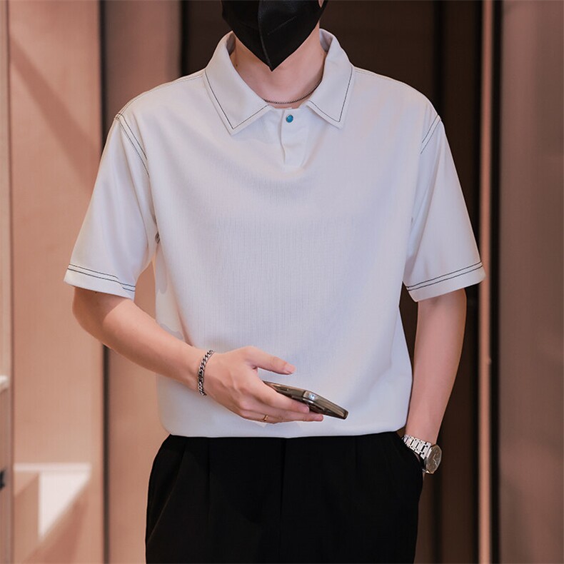 夏男翻领POLO衫拼色男休闲宽松休闲衬衣小伙A236-82570-P50,男装T恤,电商A236