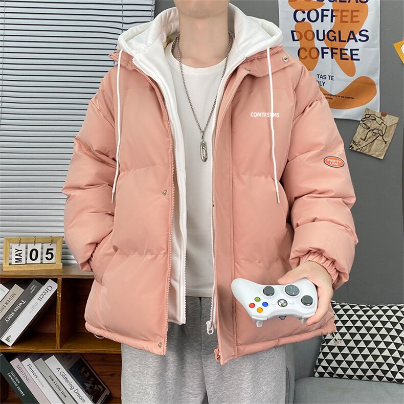 大货到仓！2022港风情侣棉衣男女假两件连帽棉服WT08,男装棉衣,星座1508-3