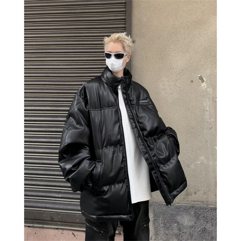 美式复古设计感PU皮棉衣男2024冬季加厚立领棉服外套W8036-P85,男装棉衣,星座512-4