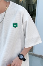 凹凸格绣标开叉短袖t恤男女同款021P35，男装T恤，电商A309