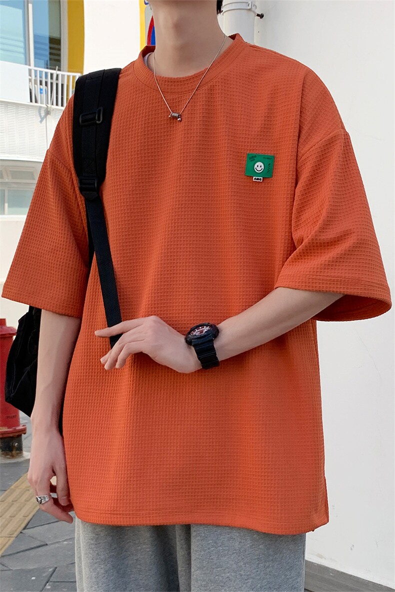 凹凸格绣标开叉短袖t恤男女同款021P35,男装T恤,电商A309
