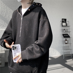WY10181-特P55 加绒特65 重磅美式连帽大码卫衣半拉链外套男图片