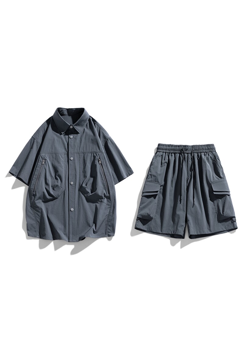 夏季套装男高品潮牌五分袖衬衫大码短裤两件套DSA157-1-C68-P90,男装衬衫,电商A157-1
