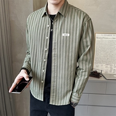 秋季全棉衬衫男韩版长袖条纹上衣百搭衬衣C9028-P78，男装衬衫，电商A239