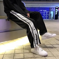 阔腿裤男士直筒裤侧排扣裤宽松篮球裤运动裤百搭休闲裤K4030-p35，男装休闲裤，星座1008-1