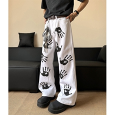 现货高品质美式高街手掌印情侣牛仔裤610A-1-YG872-特P45，男装牛仔裤，星座610A-1