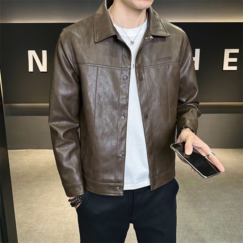 美式潮牌皮衣外套秋季2025新款复古机车皮夹克A313-25001-P145,男装皮衣,电商A313