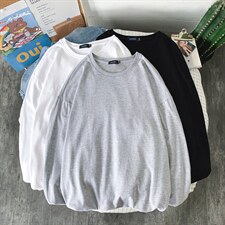 21早春新款纯色长袖T恤男女士打底衫圆领纯棉A158-T88889-P21，男装T恤，电商A158-1