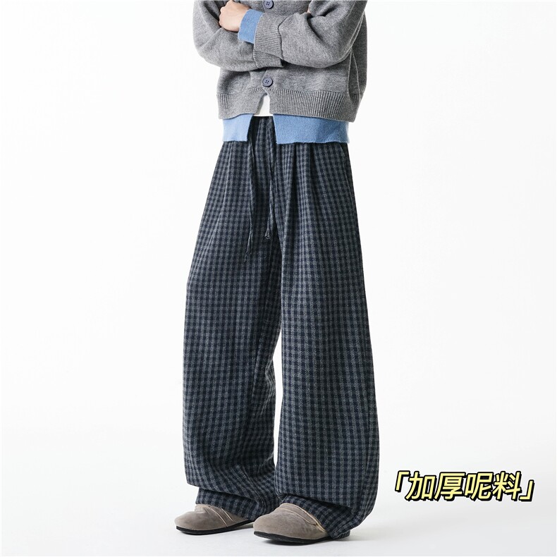 2025冬季美式压褶格子设计呢料百搭休闲裤B315-K25858-特p40控78,男装休闲裤,电商B315