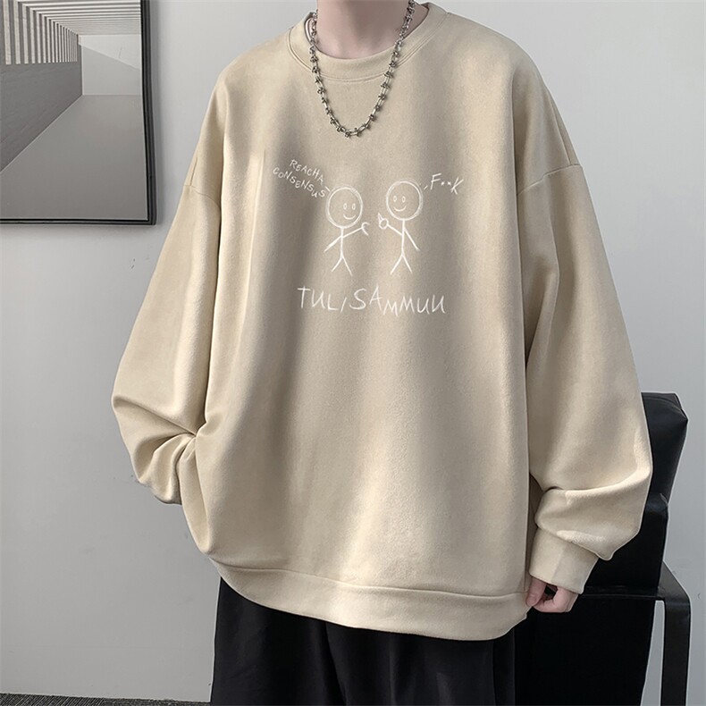麂皮绒卫衣男大码重磅长袖t恤男JW81302-P35,男装卫衣,电商A040